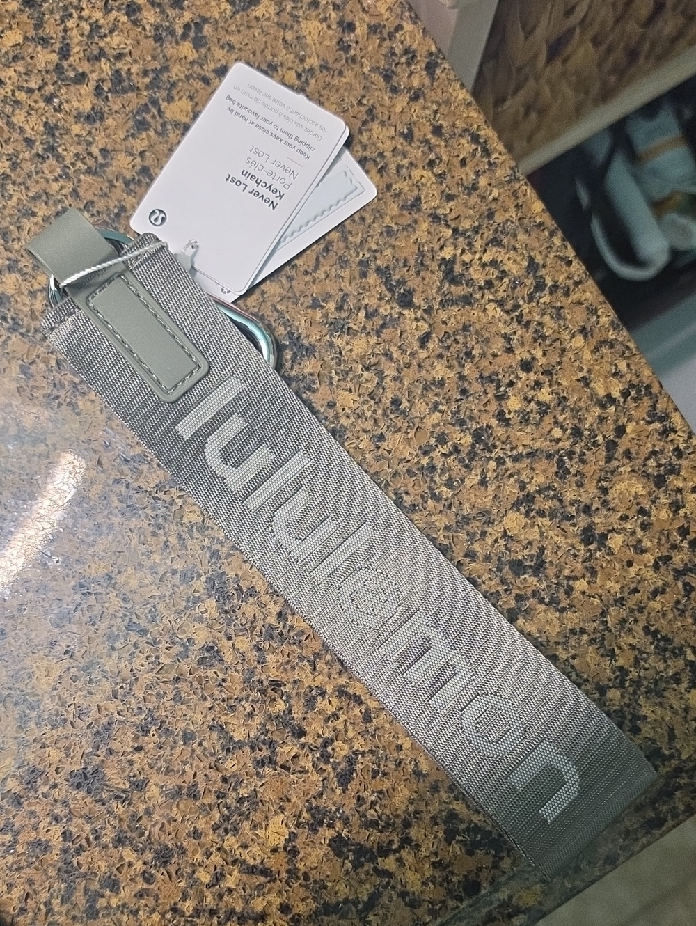 lululemon athletica Olive Green Logo Wrist Key Loop